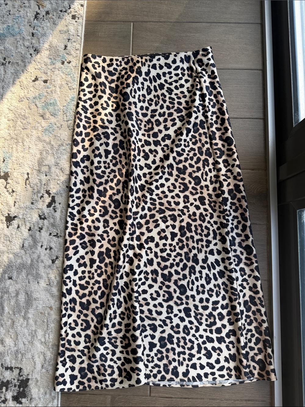 Zara leopard low rise midi satin skirt